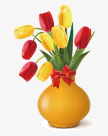 Transparent Red Tulip Png - Flower Vase Clipart Png, Png Download, Transparent PNG