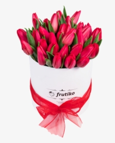 White Oval Box Of Red Tulips - Tulips In Box, HD Png Download, Transparent PNG