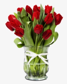 #vase #bouquet #red #tulips #tulip #flower #flowers - Vase Of Flowers Png, Transparent Png, Transparent PNG