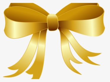 Christmas Ribbon Clipart Yellow Ribbon - Clipart Gold Bow Png, Transparent Png, Transparent PNG