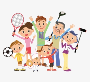 Sports Free Clipart Family Clip Art On Transparent - Family Playing Sports Clipart, HD Png Download, Transparent PNG
