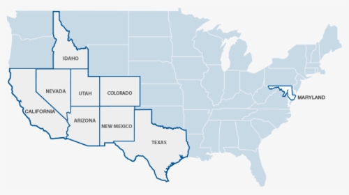 Map Of Brady Sales Area - Map California Arizona Nevada Utah New Mexico, HD Png Download, Transparent PNG