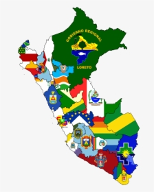 Flag-map Of Regions Of Perú - Peru Regions And Flag, HD Png Download, Transparent PNG