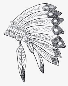 Indian Native American Tribe Free Picture - Native American Headdress Drawing, HD Png Download, Transparent PNG