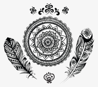 #feathers #tribal #design #blackandwhite #png #tattoo - Mandala Tribal Tattoo, Transparent Png, Transparent PNG