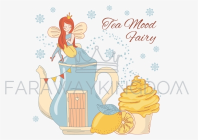 Tea Mood Fairy Sweet Dessert Princess Vector Illustration - Fabric, HD Png Download, Transparent PNG