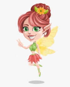 Cute Fairy Vector Cartoon Character Aka Frida The Flower - Flower Fairy Image Cartoon, HD Png Download, Transparent PNG