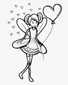 Black And White Sketch Fairy Love Vector - Black And White Drawings Of Love, HD Png Download, Transparent PNG