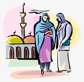 Vector Illustration Of Arab Women Wear Hijab Veil Traditionally - Hijab Clip Art, HD Png Download, Transparent PNG