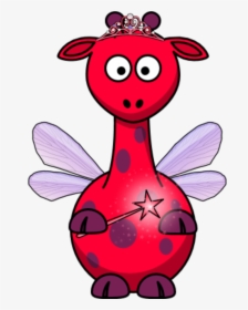 Giraffe As A Fairy - Red Giraffe Cartoon Transparent, HD Png Download, Transparent PNG