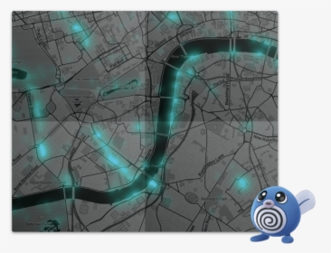 Pokemon Go Map Showing Sightings Of Poliwag In Londond - Insect, HD Png Download, Transparent PNG