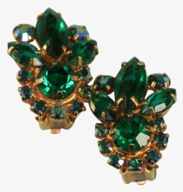 Vintage Green Rhinestone Clip Earrings Juliana D &, HD Png Download, Transparent PNG