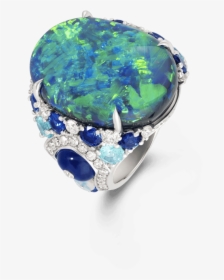 Black Opal, Diamond, Paraiba & Blue Sapphire Ring - David Morris Opal Ring, HD Png Download, Transparent PNG