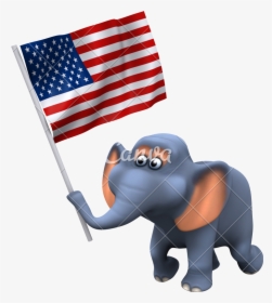 3d Elephant With The Stars And Stripes - Rat Cartoon Mouse Holding Flag, HD Png Download, Transparent PNG