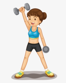 Weight Training Olympic Weightlifting Physical Exercise - Girl Lifting Weights Cartoon, HD Png Download, Transparent PNG
