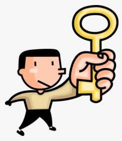 Holding Key To Unlock Padlock Vector Image - Holding A Key Clipart, HD Png Download, Transparent PNG