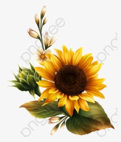 Hand Painted Gold Png - Transparent Background Sunflower Clipart, Png Download, Transparent PNG