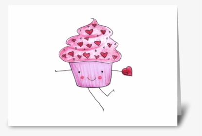 Pink Cupcake Valentine Greeting Card - Ice Cream, HD Png Download, Transparent PNG