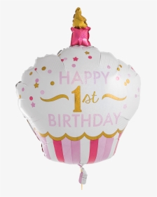 1st Birthday Pink Cupcake Supershape - Hot Air Balloon, HD Png Download, Transparent PNG