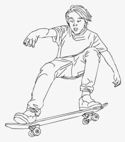 Transparent Skateboard Png - Skateboarding Clipart Black And White, Png Download, Transparent PNG