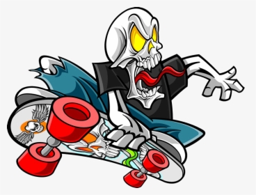 Skating Snowboarding Skull Roller Skateboarding Png - Skater Cartoon Characters, Transparent Png, Transparent PNG