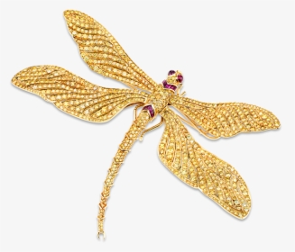 Fancy Vivid Yellow Diamond Dragonfly Brooch - Yellow Diamond Brooch, HD Png Download, Transparent PNG