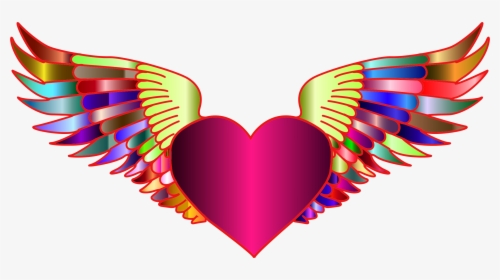 Prismatic Flying Heart 2 Clip Arts - Heart With Wings Clipart, HD Png Download, Transparent PNG