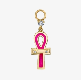 Diamond And Pink Enamel Ankh Hoop Earring Charm - Keychain, HD Png Download, Transparent PNG
