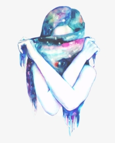 Girl, Art, And Galaxy Image - Girl Drawing Transparent Background, HD Png Download, Transparent PNG
