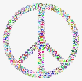 Prismatic Peace Sign Word Cloud No Background Clip - Peace Sign With Words, HD Png Download, Transparent PNG