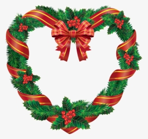Christmas Bows, Merry Christmas, Clipart Images, Clip - Heart Christmas Wreath Clipart, HD Png Download, Transparent PNG