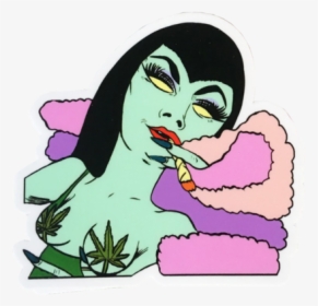 Stoner Babe Sticker - Cartoon, HD Png Download, Transparent PNG