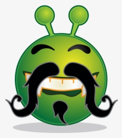 Smiley Green Alien Moustache - Alien Smiley, HD Png Download, Transparent PNG