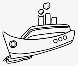 Ship, Smokestack, Black And White - Ship Clip Art In White And Black, HD Png Download, Transparent PNG