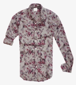 ~zara Slim Fit Floral Grey Long Sleeve Shirt - Designer Zara Shirts For Men, HD Png Download, Transparent PNG