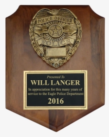 Law Enforcement Plaque Of Appreciation, HD Png Download, Transparent PNG