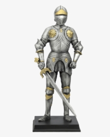 Medieval Armor With Sword And Large Besagews - Knight Holding Sword, HD Png Download, Transparent PNG