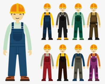 Construction Worker With Overalls - Cartoon Construction Workers Png, Transparent Png, Transparent PNG