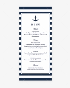 Editable Menu Cards Template Nautical Theme By Littlesizzle - Baby Shower Menu Card, HD Png Download, Transparent PNG