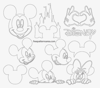 Mickey Mouse Ears Silhouette Lineart - Line Art, HD Png Download, Transparent PNG