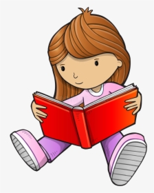 girl reading a book clipart