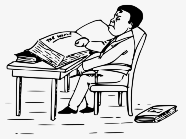 Person Sitting At Desk Drawing - Man Reading Book Clipart Black And White, HD Png Download, Transparent PNG