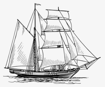 Transparent Nautical Clipart Black And White - Ship Drawing, HD Png Download, Transparent PNG