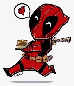 Chibi Deadpool And Pancakes - Deadpool Black And White, HD Png Download, Transparent PNG