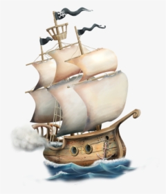 Pirate Ship Watercraft Cartoon Hand-painted Png File, Transparent Png, Transparent PNG