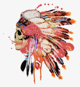 #skull #indian #feathers #colourful, HD Png Download, Transparent PNG