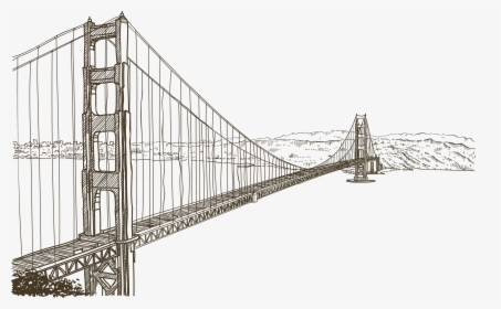 Golden Gate Bridge Statue Of Liberty Drawing, HD Png Download, Transparent PNG