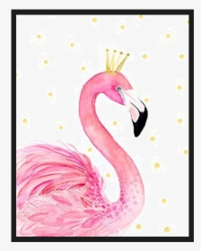 Pink Flamingo With Crown Poster, HD Png Download, Transparent PNG