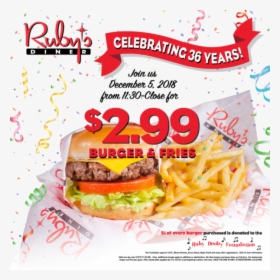 Ruby S Diner Celebrates 36 Years Of Burgers, Fries, HD Png Download, Transparent PNG