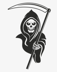 And Death Sticker T-shirt Reaper Black White Clipart, HD Png Download, Transparent PNG